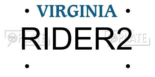 RIDER2 Virginia License Plate