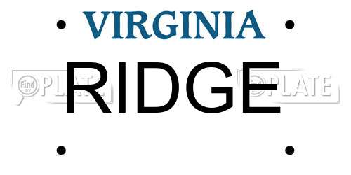 RIDGE Virginia License Plate