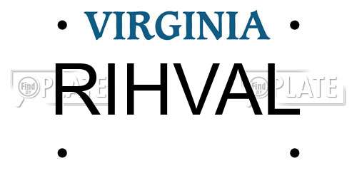 RIHVAL Virginia License Plate
