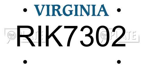 RIK7302 Virginia License Plate