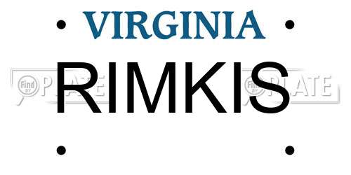 RIMKIS Virginia License Plate