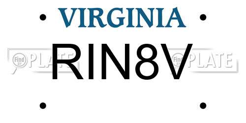 RIN8V Virginia License Plate