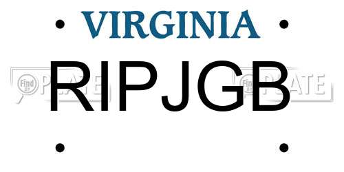 RIPJGB Virginia License Plate