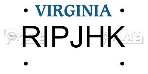 RIPJHK Virginia License Plate