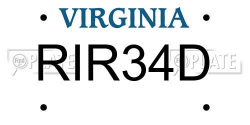RIR34D Virginia License Plate