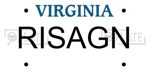 RISAGN Virginia License Plate