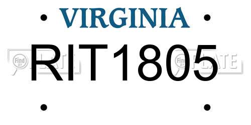 RIT1805 Virginia License Plate