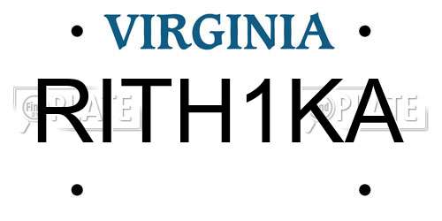 RITH1KA Virginia License Plate