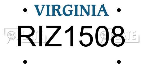 RIZ1508 Virginia License Plate