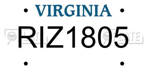 RIZ1805 Virginia License Plate