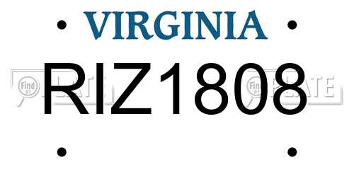 RIZ1808 Virginia License Plate