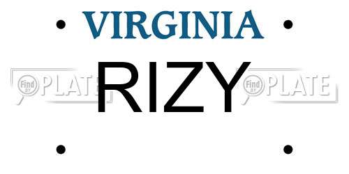 RIZY Virginia License Plate