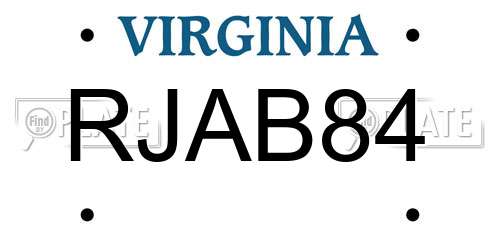 RJAB84 Virginia License Plate