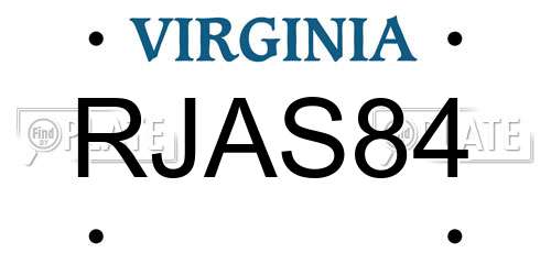 RJAS84 Virginia License Plate