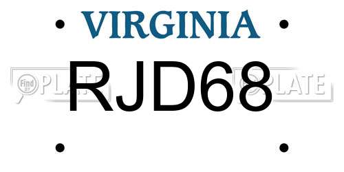 RJD68 Virginia License Plate