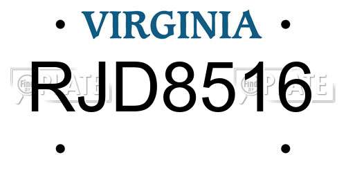 RJD8516 Virginia License Plate