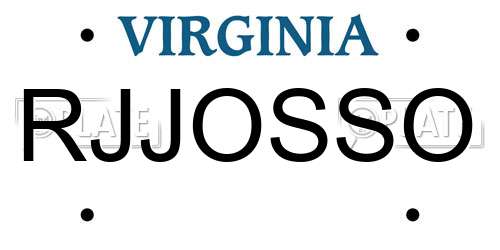 RJJOSSO Virginia License Plate