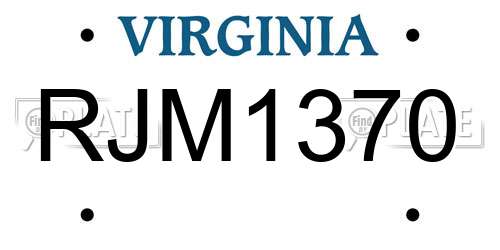 RJM1370 Virginia License Plate