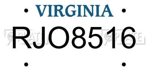 RJO8516 Virginia License Plate