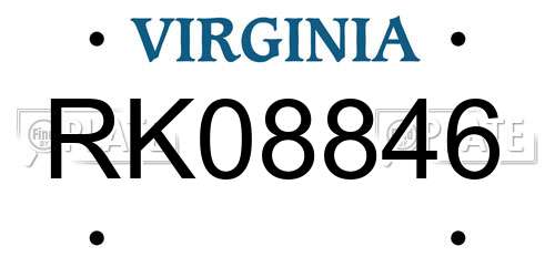 RK08846 Virginia License Plate