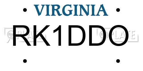 RK1DDO Virginia License Plate