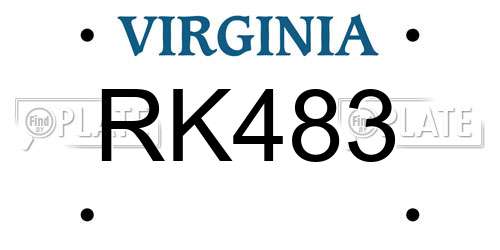 RK483 Virginia License Plate