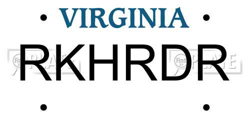 RKHRDR Virginia License Plate