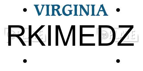 RKIMEDZ Virginia License Plate