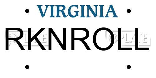 RKNROLL Virginia License Plate