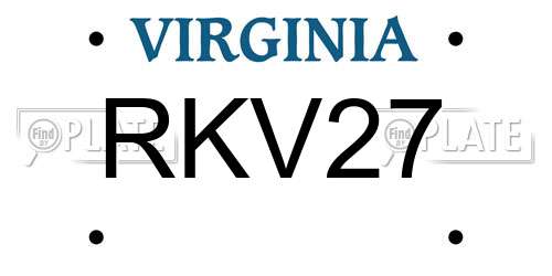 RKV27 Virginia License Plate