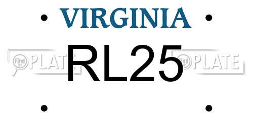 RL25 Virginia License Plate