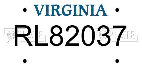 RL82037 Virginia License Plate