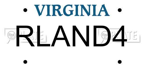 RLAND4 Virginia License Plate