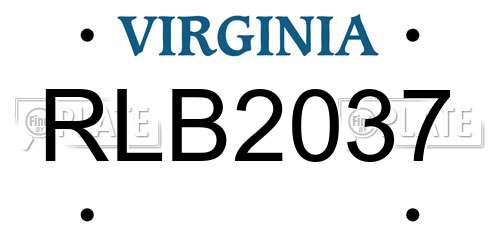 RLB2037 Virginia License Plate