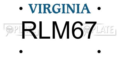 RLM67 Virginia License Plate