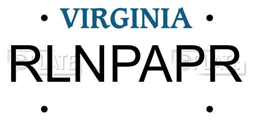 RLNPAPR Virginia License Plate