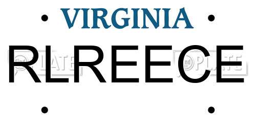 RLREECE Virginia License Plate