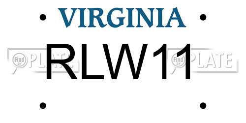 RLW11 Virginia License Plate