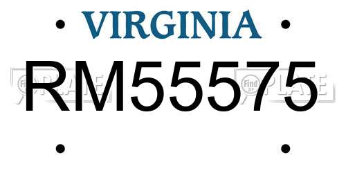 RM55575 Virginia License Plate