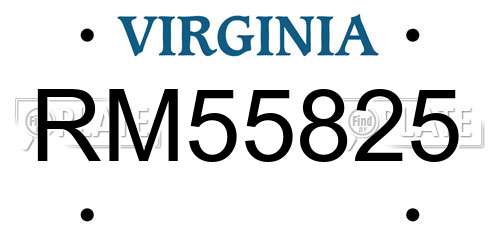 RM55825 Virginia License Plate