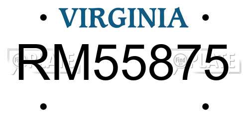 RM55875 Virginia License Plate