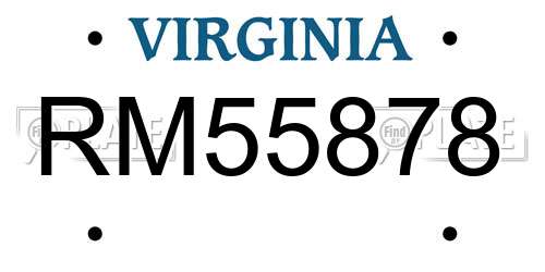 RM55878 Virginia License Plate