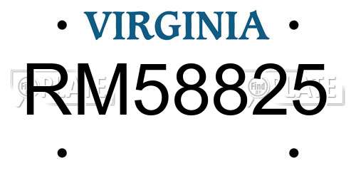 RM58825 Virginia License Plate