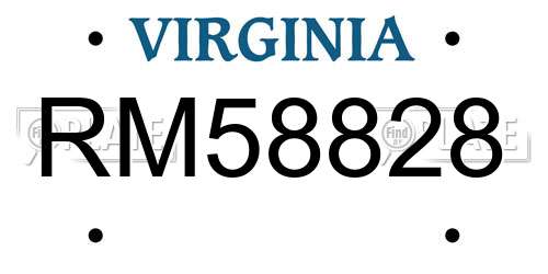 RM58828 Virginia License Plate