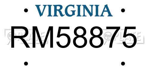 RM58875 Virginia License Plate