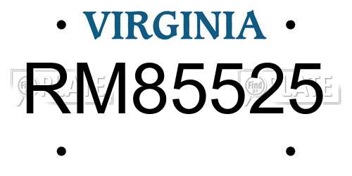 RM85525 Virginia License Plate