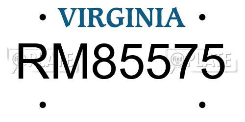 RM85575 Virginia License Plate