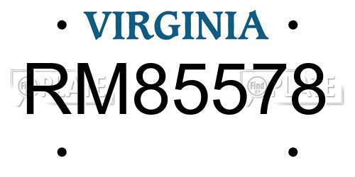 RM85578 Virginia License Plate