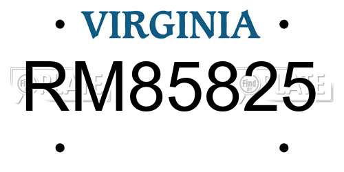 RM85825 Virginia License Plate