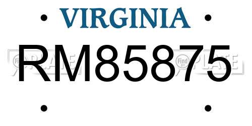 RM85875 Virginia License Plate